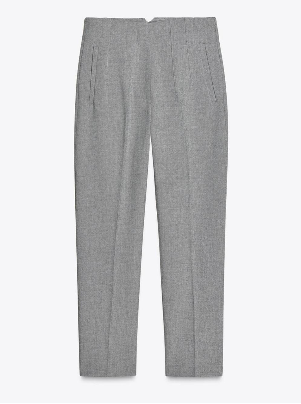 Zara High Waisted Pants Trousers Light Grey